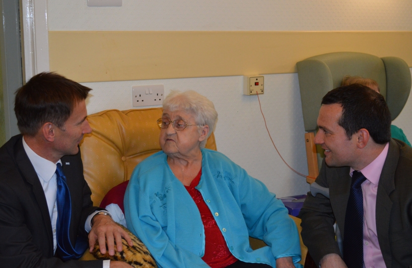 Chris Green and Jeremy Hunt talk to a patient