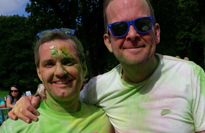 Chris and James at the Bolton Colour Run