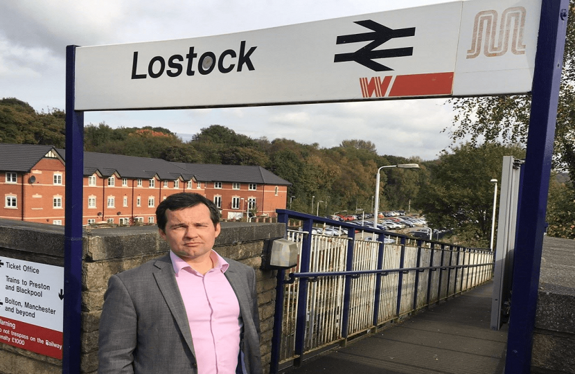 Chris Green MP Lostock station
