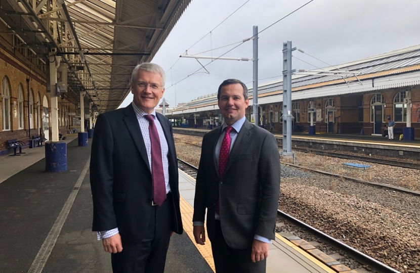 Chris Green with Minister at Bolton Train Station