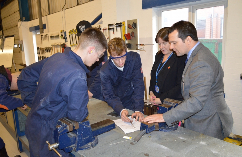 Chris Green with Alliance Learning apprentices in Horwich