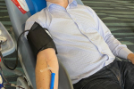 Chris donating blood