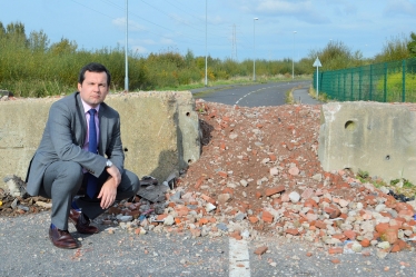 Chris Green MP at Gibfield Park Way, where the A5225 currently ends 